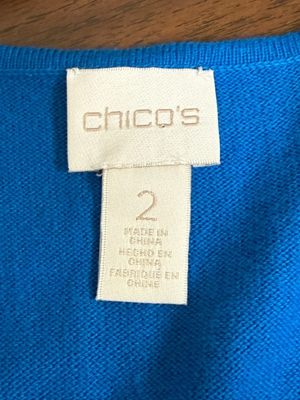 Chico's Teal V Neck Knit Top Short Sleeve Tunic Pockets Size 2 Soft Chic - Picture 8 of 11